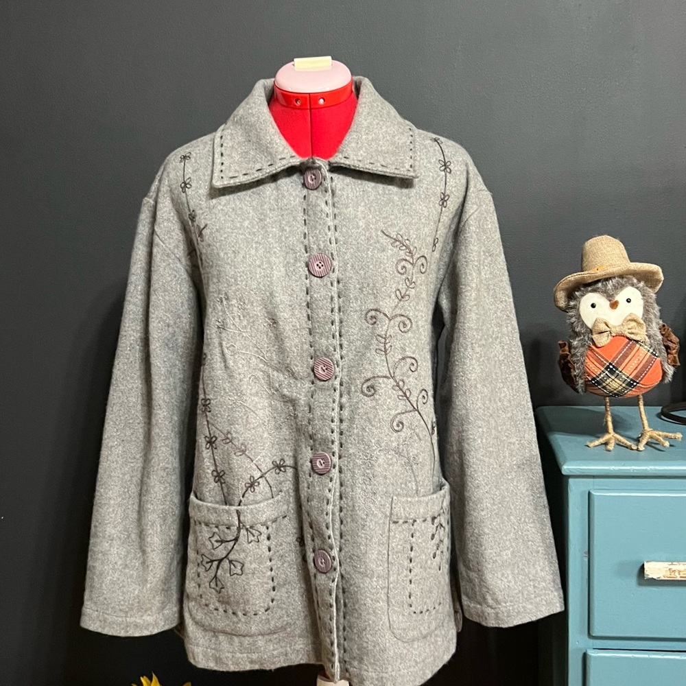 IVY Gray Embroidered Utility Jacket